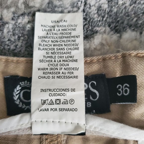 CHAPS Men's Embroidered White Seagulls Flat Front Chino Shorts Khaki Size 36 - Picture 7 of 13